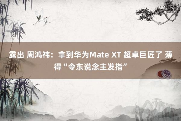 露出 周鸿祎：拿到华为Mate XT 超卓巨匠了 薄得“令东说念主发指”