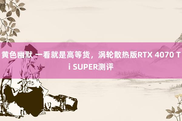 黄色幽默 一看就是高等货，涡轮散热版RTX 4070 Ti SUPER测评