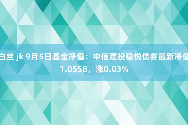 白丝 jk 9月5日基金净值：中信建投稳悦债券最新净值1.0558，涨0.03%