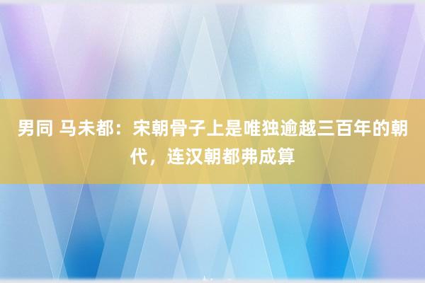 男同 马未都：宋朝骨子上是唯独逾越三百年的朝代，连汉朝都弗成算