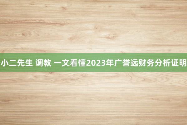 小二先生 调教 一文看懂2023年广誉远财务分析证明