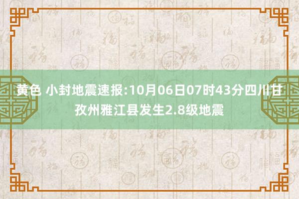 黄色 小封地震速报:10月06日07时43分四川甘孜州雅江县发生2.8级地震