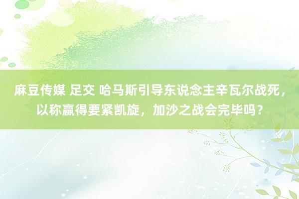 麻豆传媒 足交 哈马斯引导东说念主辛瓦尔战死，以称赢得要紧凯旋，加沙之战会完毕吗？