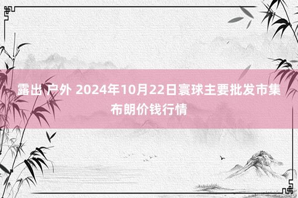 露出 户外 2024年10月22日寰球主要批发市集布朗价钱行情