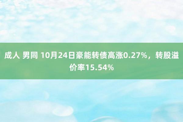 成人 男同 10月24日豪能转债高涨0.27%，转股溢价率15.54%