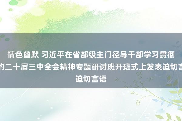 情色幽默 习近平在省部级主门径导干部学习贯彻党的二十届三中全会精神专题研讨班开班式上发表迫切言语