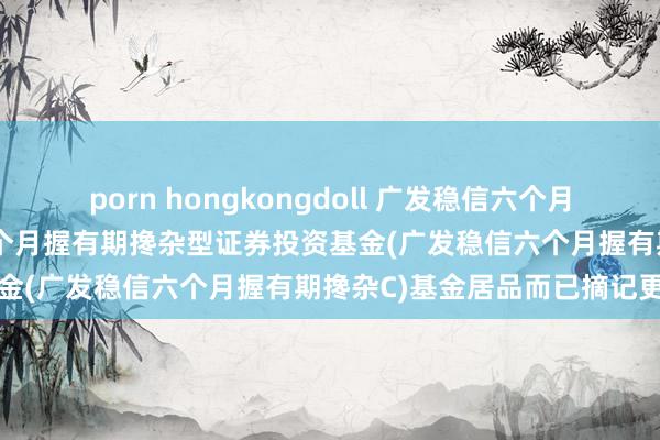 porn hongkongdoll 广发稳信六个月握有期搀杂C: 广发稳信六个月握有期搀杂型证券投资基金(广发稳信六个月握有期搀杂C)基金居品而已摘记更新