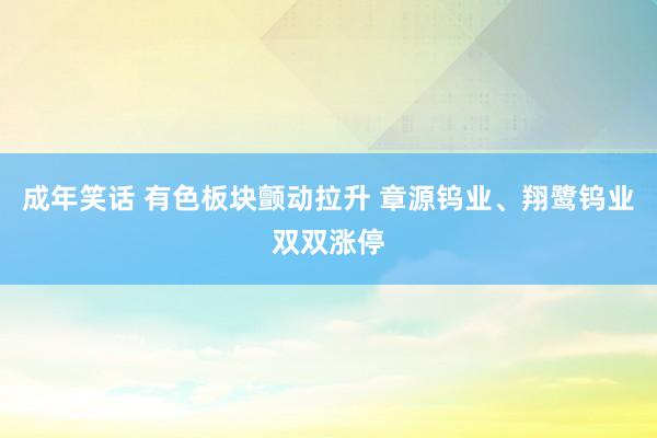 成年笑话 有色板块颤动拉升 章源钨业、翔鹭钨业双双涨停