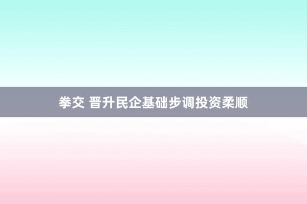 拳交 晋升民企基础步调投资柔顺