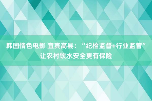 韩国情色电影 宜宾高县：“纪检监督+行业监管”让农村饮水安全更有保险