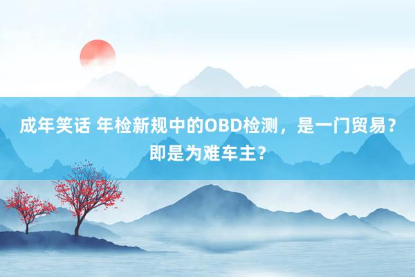 成年笑话 年检新规中的OBD检测，是一门贸易？即是为难车主？