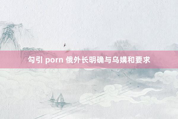 勾引 porn 俄外长明确与乌媾和要求