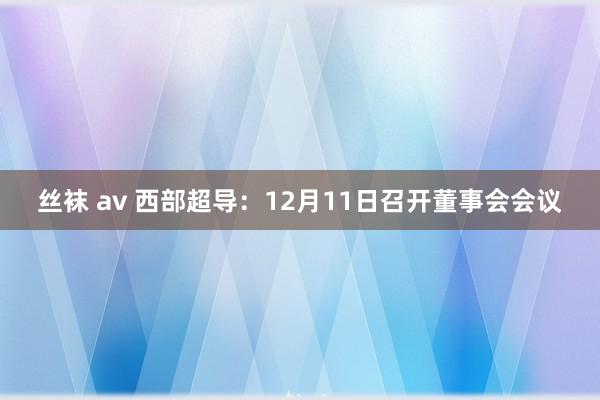 丝袜 av 西部超导：12月11日召开董事会会议