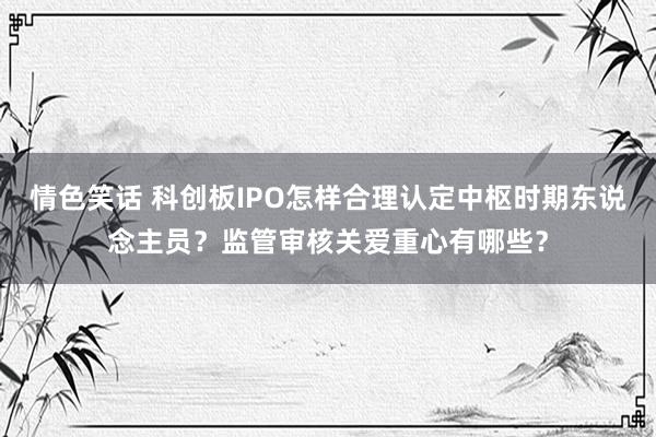 情色笑话 科创板IPO怎样合理认定中枢时期东说念主员？监管审核关爱重心有哪些？