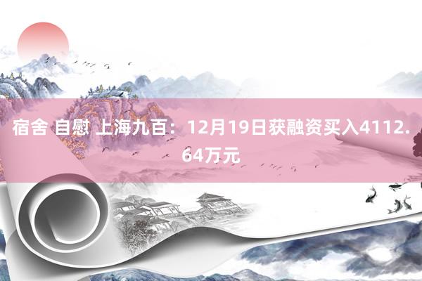 宿舍 自慰 上海九百：12月19日获融资买入4112.64万元