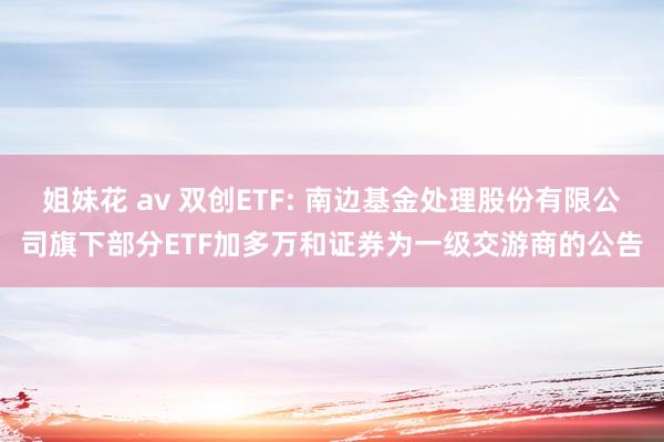 姐妹花 av 双创ETF: 南边基金处理股份有限公司旗下部分ETF加多万和证券为一级交游商的公告