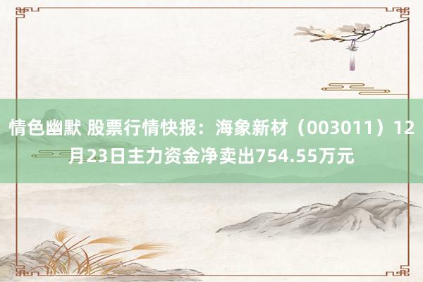 情色幽默 股票行情快报：海象新材（003011）12月23日主力资金净卖出754.55万元