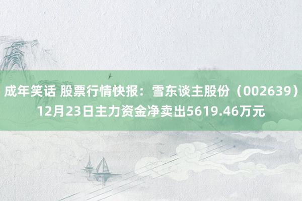 成年笑话 股票行情快报：雪东谈主股份（002639）12月23日主力资金净卖出5619.46万元