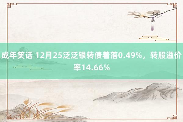 成年笑话 12月25泛泛银转债着落0.49%，转股溢价率14.66%