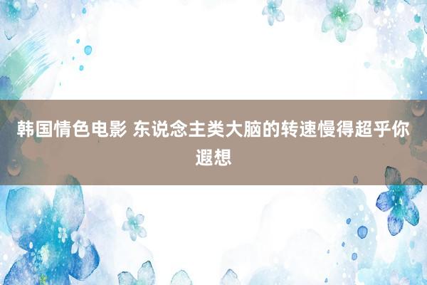 韩国情色电影 东说念主类大脑的转速慢得超乎你遐想