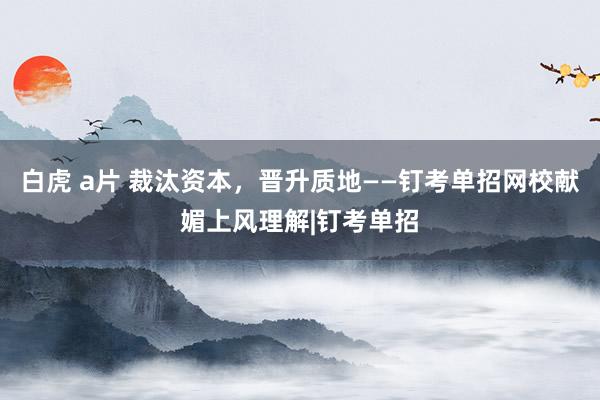 白虎 a片 裁汰资本，晋升质地——钉考单招网校献媚上风理解|钉考单招