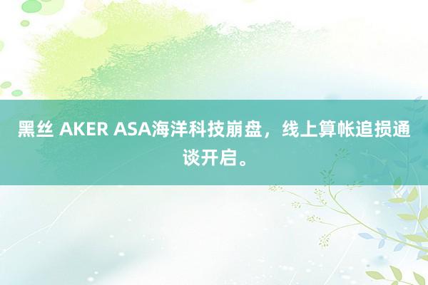 黑丝 AKER ASA海洋科技崩盘，线上算帐追损通谈开启。