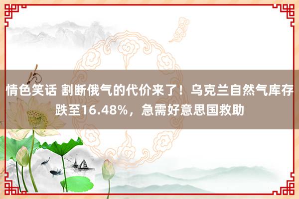 情色笑话 割断俄气的代价来了！乌克兰自然气库存跌至16.48%，急需好意思国救助