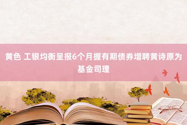 黄色 工银均衡呈报6个月握有期债券增聘黄诗原为基金司理