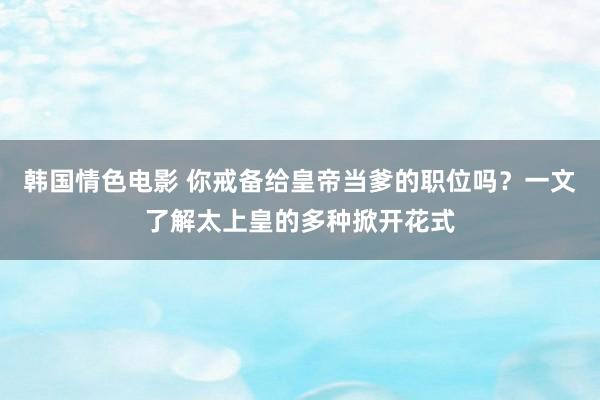 韩国情色电影 你戒备给皇帝当爹的职位吗？一文了解太上皇的多种掀开花式