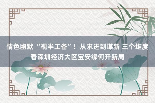 情色幽默 “视半工备”！从求进到谋新 三个维度看深圳经济大区宝安缘何开新局